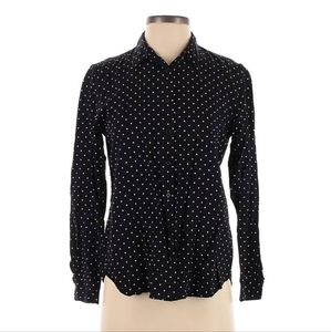 Uniqlo Polka Dot Rayon Long Sleeve Blouse Button Up